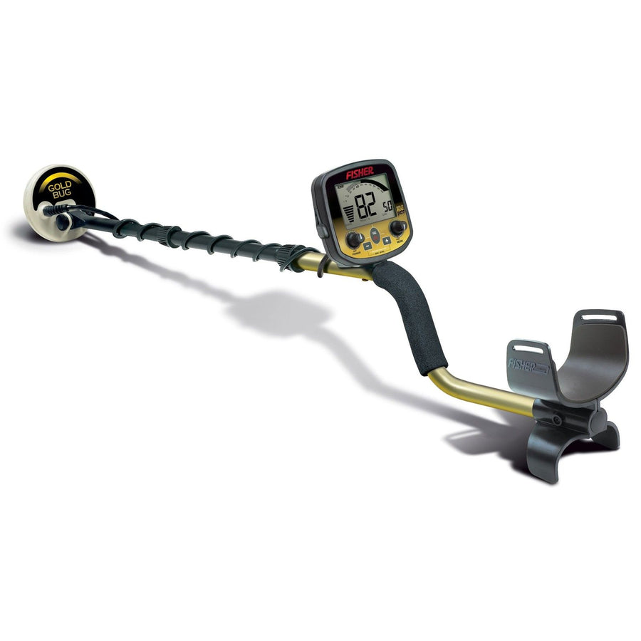 The Fisher Gold Bug Pro metal detector shown fully assembled and ready to work