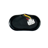 Inside of the Manticore battery end cap showing foam padding and three-pin connector
