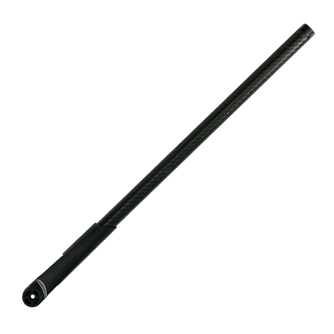 Black carbon fiber rod on a white background