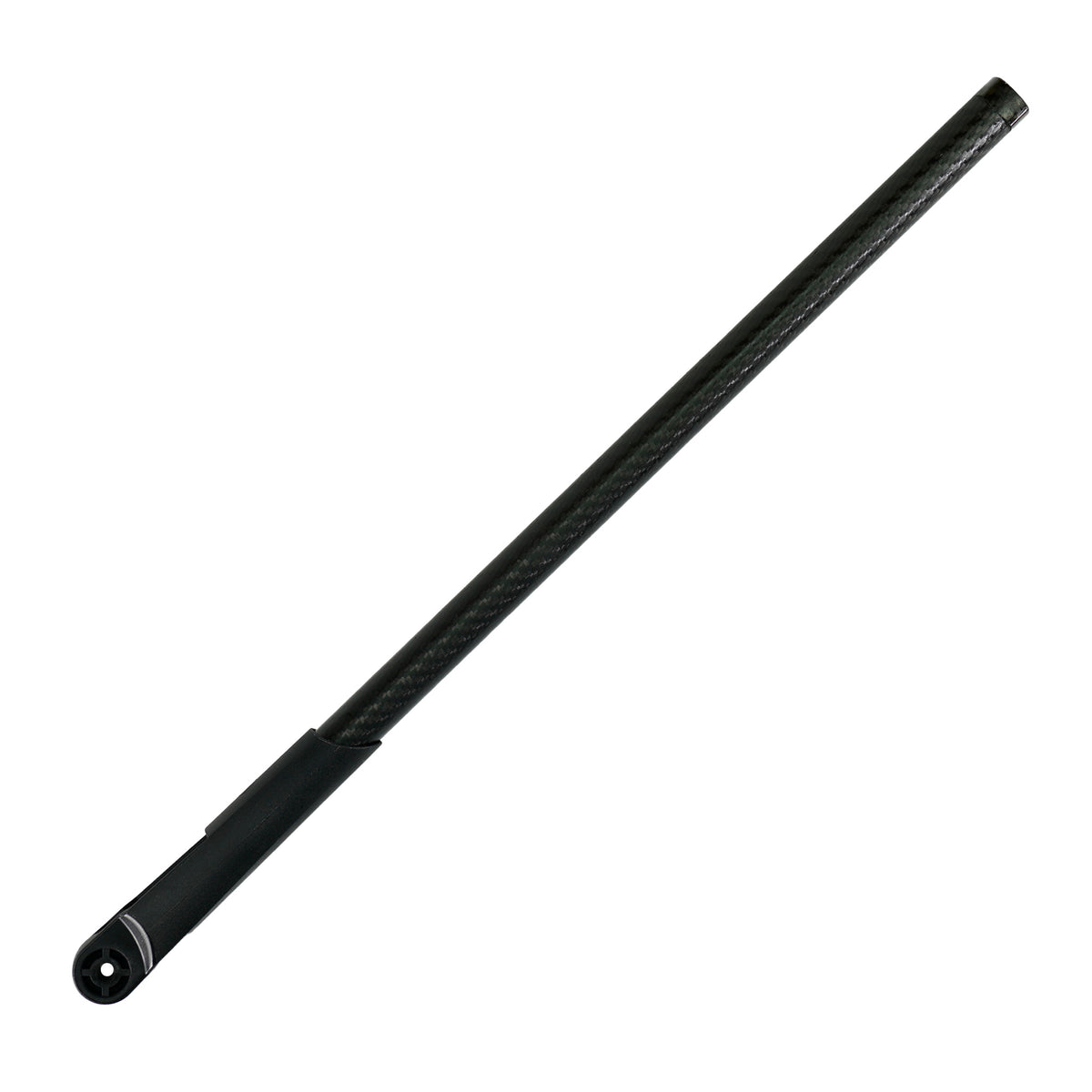 Black carbon fiber rod on a white background