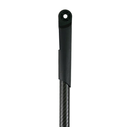 Black carbon fiber rod on a white background end view