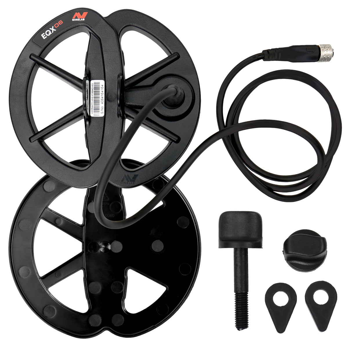 Minelab EQX 06 6 in round Double-D Smart Coil with cable, included with the Equinox 900