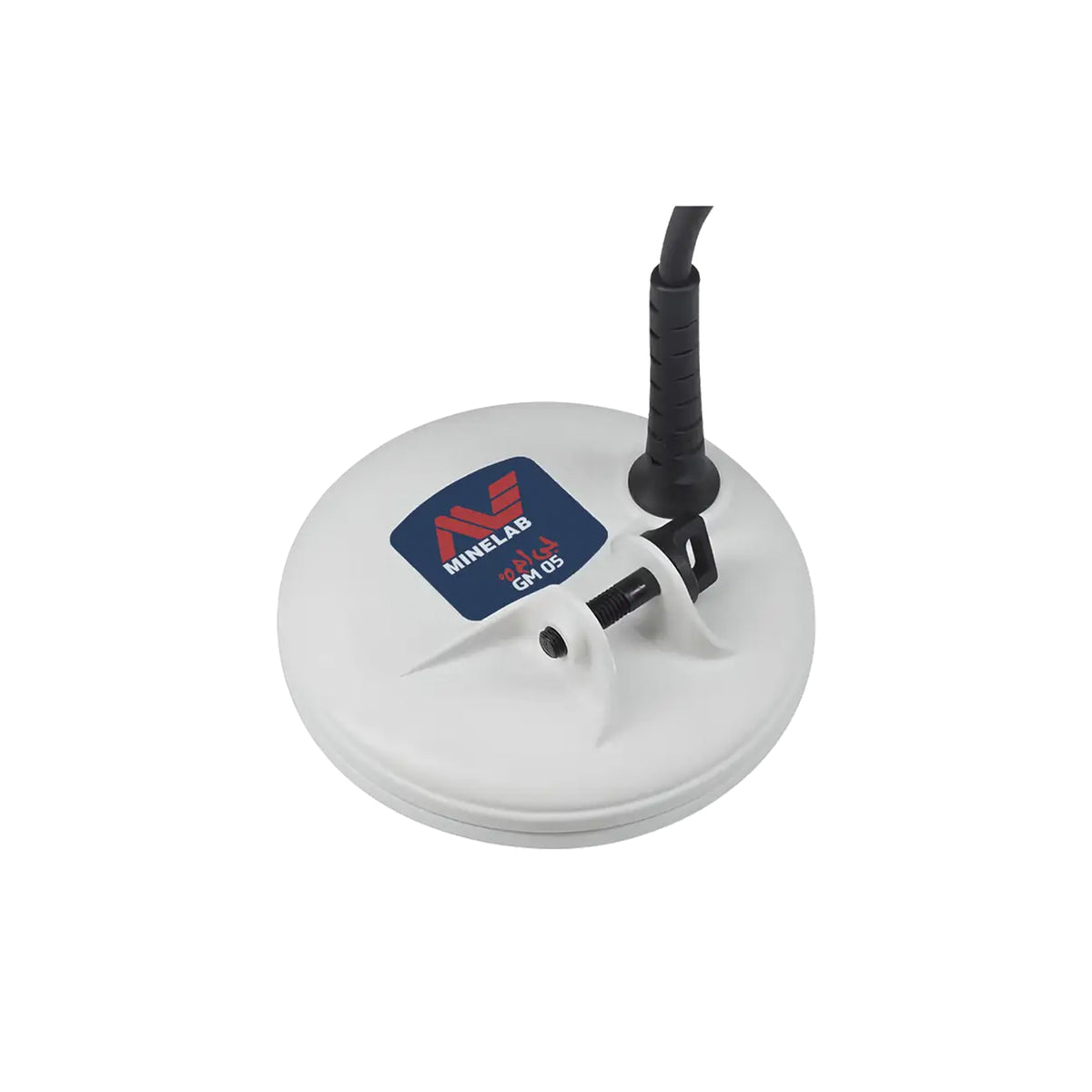 Minelab 5-inch round DD GM05 coil with black cable and white housing for Gold Monster 1000 metal detector