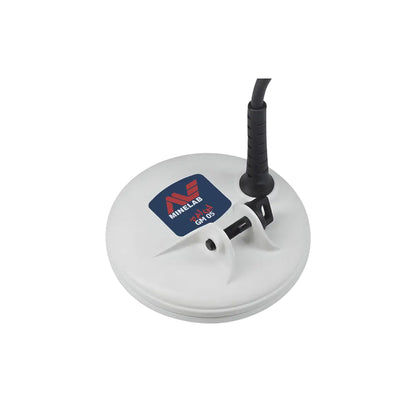 Minelab 5-inch round DD GM05 coil with black cable and white housing for Gold Monster 1000 metal detector
