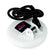 Minelab GM05 5 in round DD coil with coiled black cable and connector, underside view