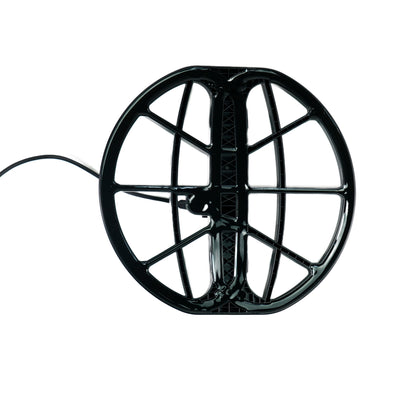 Minelab Manticore 11 inch coil showing DD configuration and connector cable
