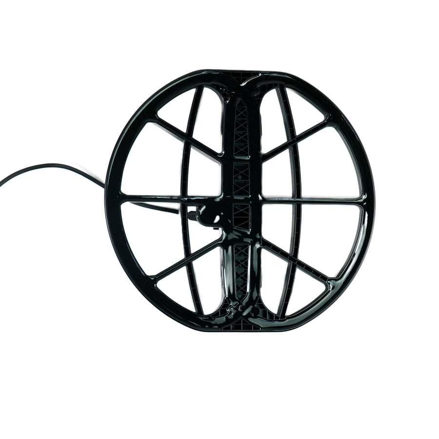 Minelab Manticore 11 inch coil showing DD configuration and connector cable