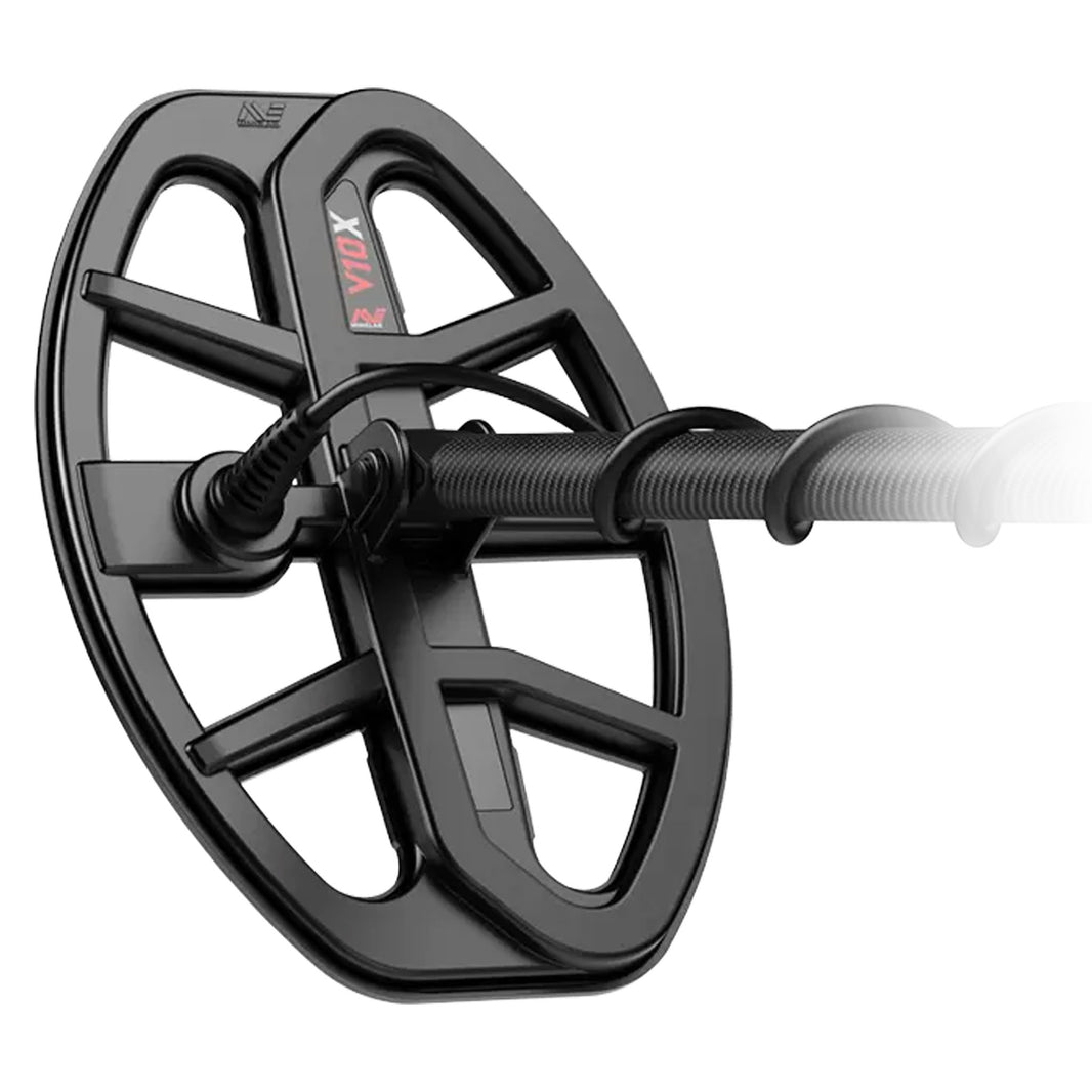 Minelab V10X 10x7 elliptical DD waterproof search coil with protective skidplate for X-TERRA Pro, Elite, and Vanquish V60 series metal detectors