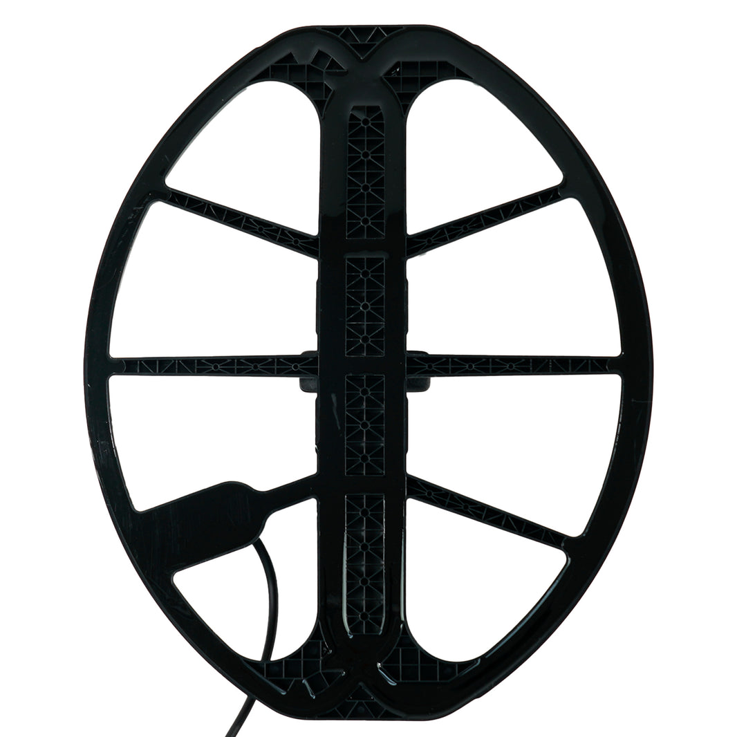 Close-up view of Minelab EQX 15 coil connection cable and connector