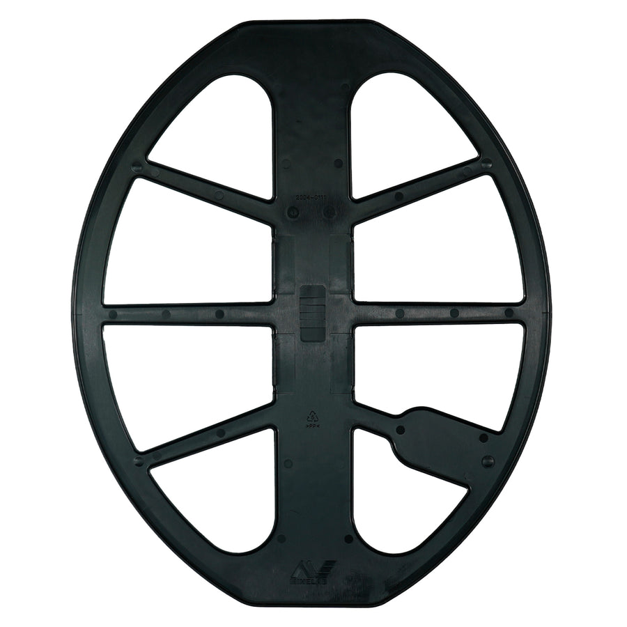Black skidplate coil cover for the Minelab EQX 15 coil, included in the bundle
