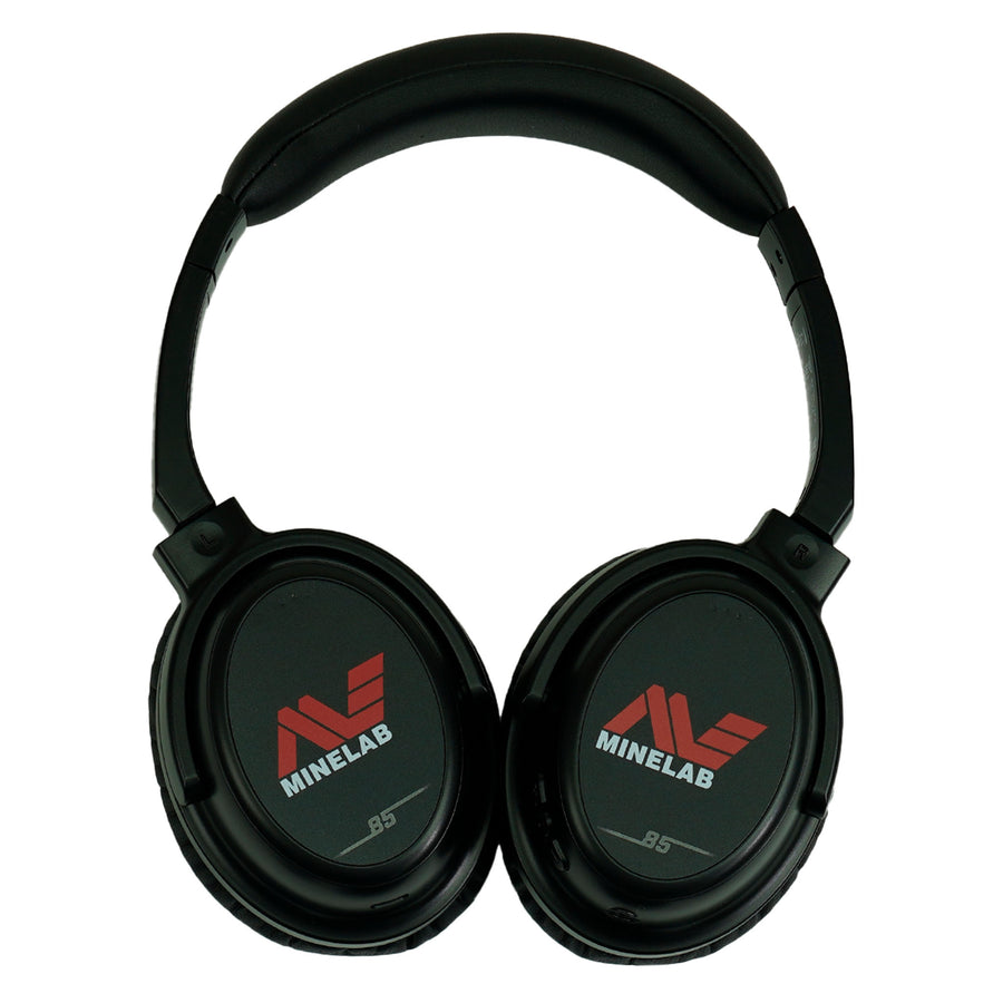 Side profile view of Minelab ML85 bluetooth headphones showing adjustable headband