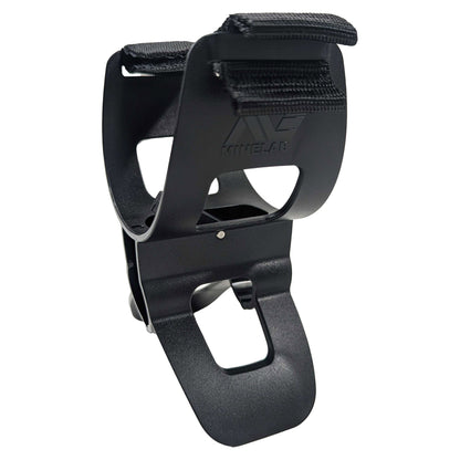 Minelab Equinox armrest installed on detector shaft showing proper positioning