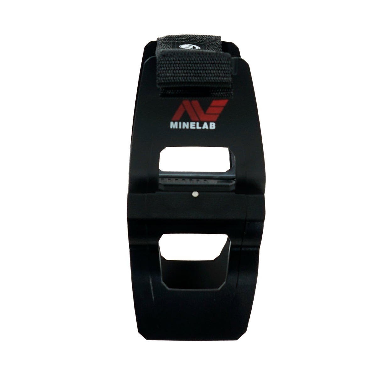 Minelab Manticore armrest side view displaying ergonomic design and mounting system