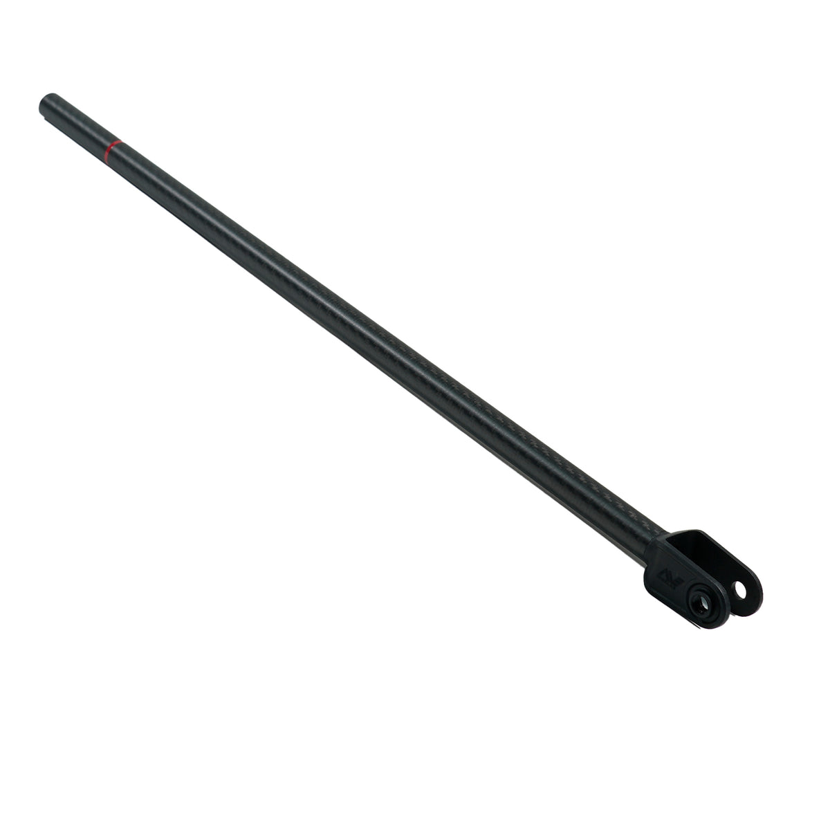Minelab Manticore carbon fiber lower shaft, black tube with the twin-eared coil yoke at the lower end
