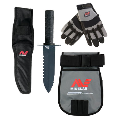 Minelab Adventure Pack – Metal Detecting Accessory Kit with Digger, gloves, and pouch