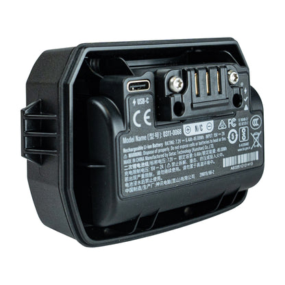 Minelab Li-Ion Rechargeable Battery Pack for GPZ 8000 (7.2V / 46Wh) back side with battery information
