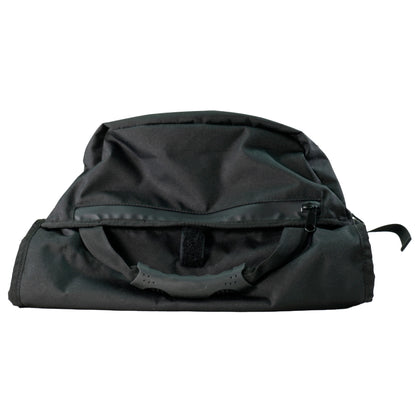 Minelab Detector Backpack flat top view with rubber handle and pouch pocket with zipper