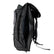 Minelab Detector Backpack side view with with back pocket un zipped to show interior.  Elastic accessory straps on the side.