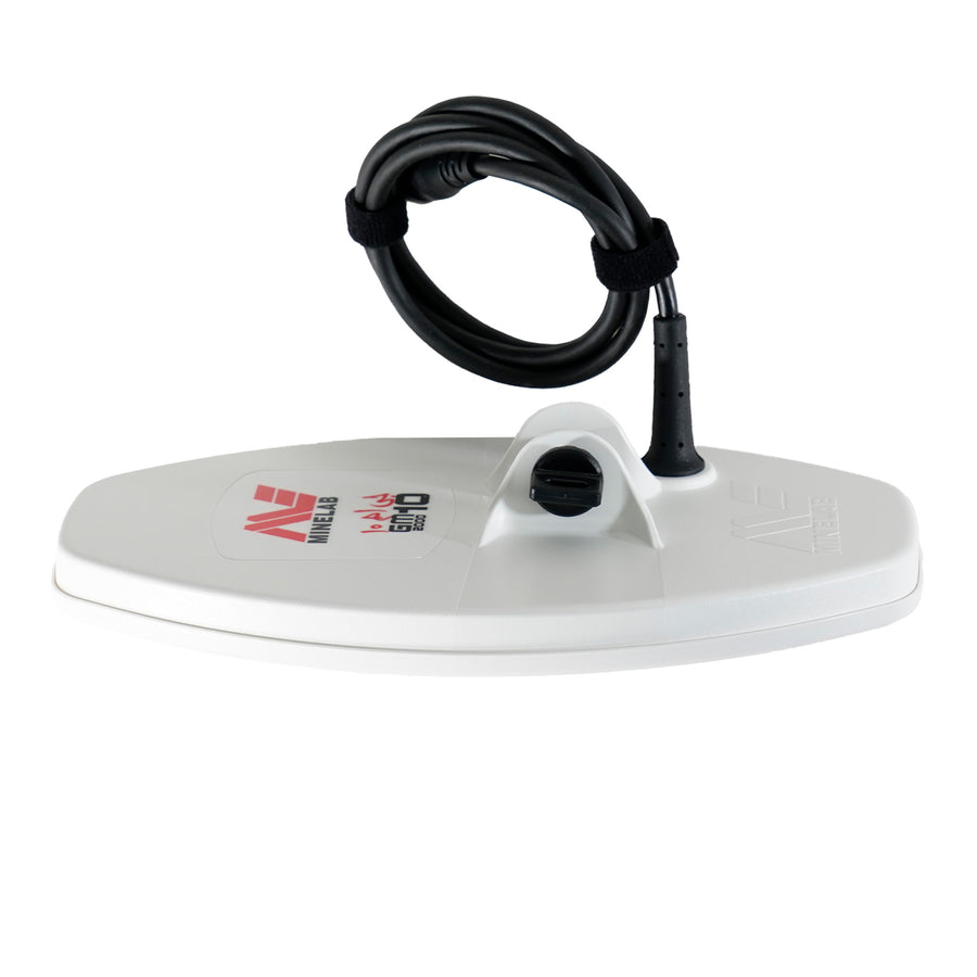 Left side view of the Minelab GM 10 search coil on a white background. 