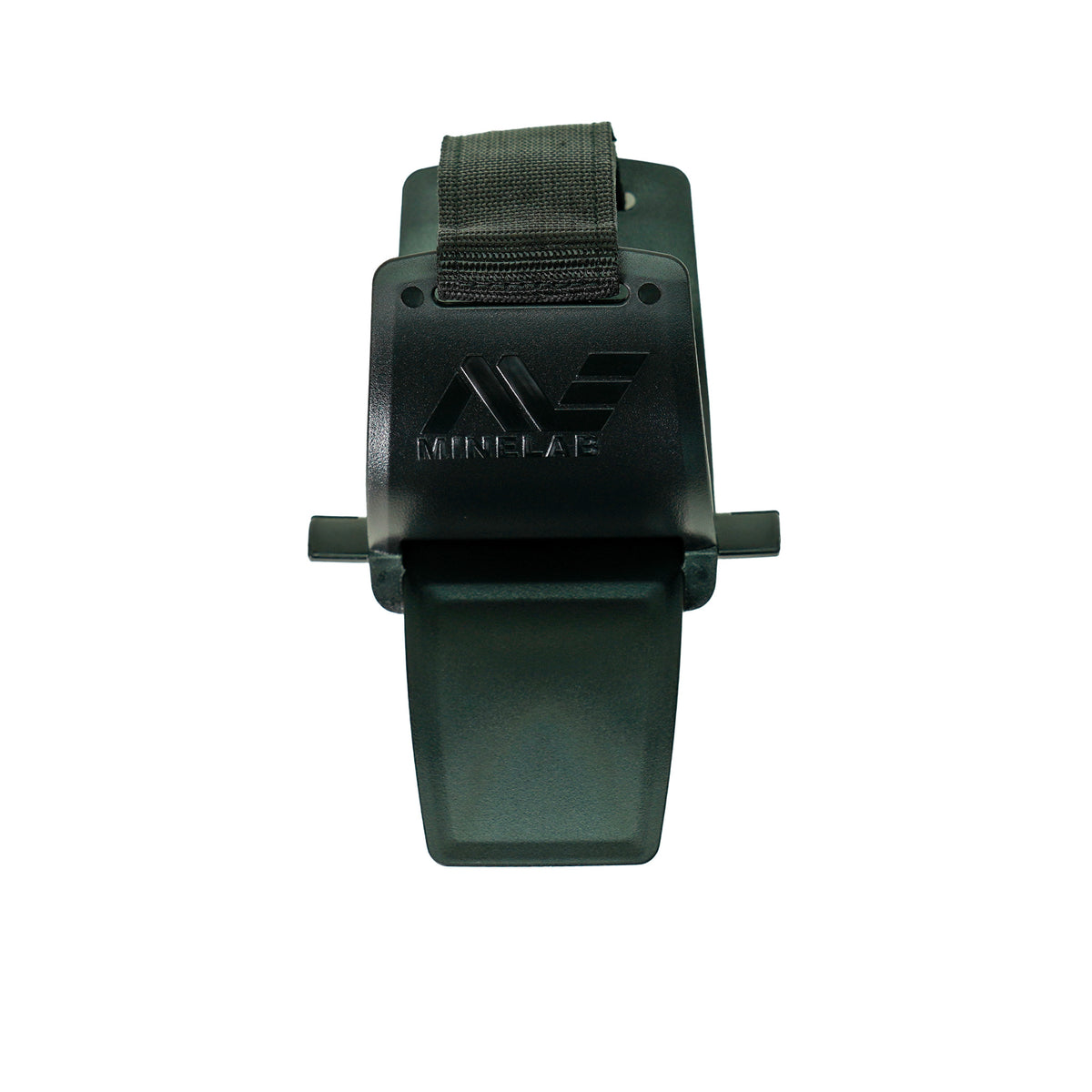 Minelab Armrest with strap for Gold Monster 2000 black with Minelab logo side view