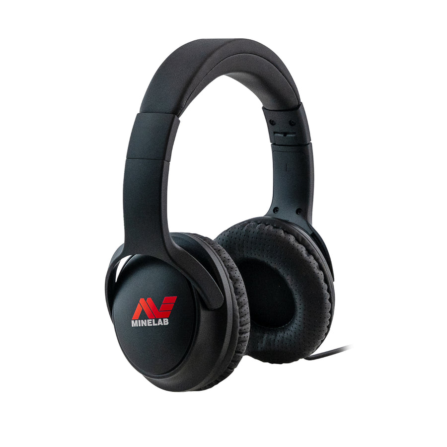Black wired Minelab headphones for V60 Series