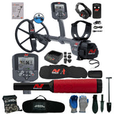 Minelab CTX 3030 with bag and pinpointer with accessories on white background