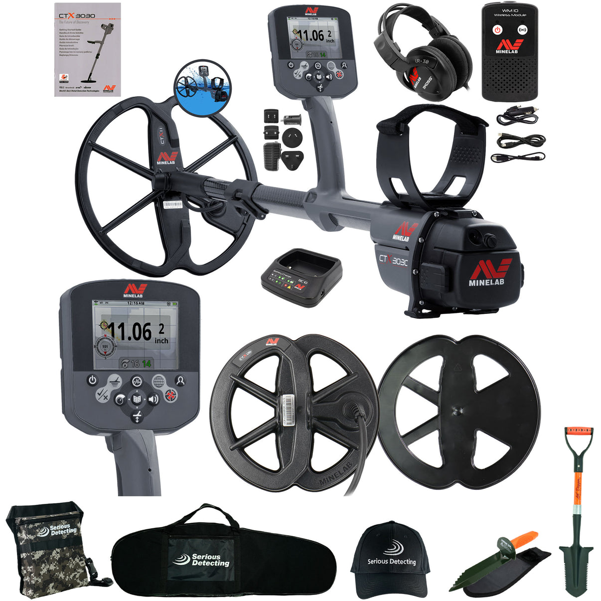 Minelab CTX 3030 Metal Detector with CTX 6' Waterproof DD Coil includes Serious Detecting Accessory Kit