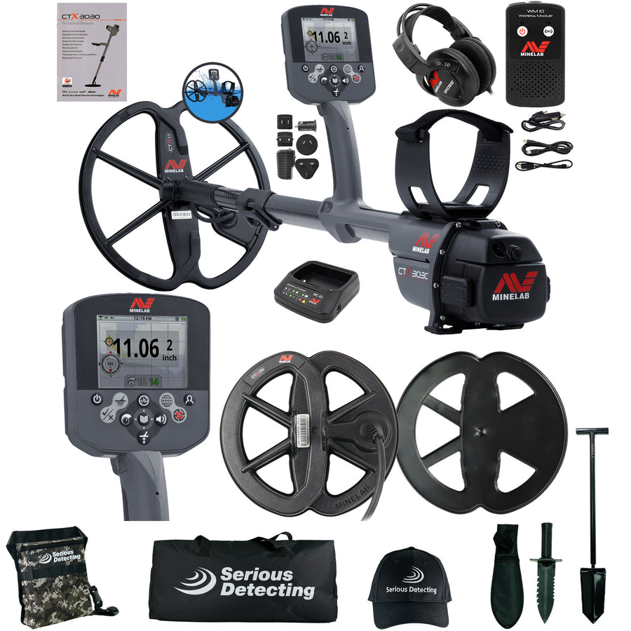 Minelab CTX 3030 Metal Detector with CTX 6' Waterproof DD Coil and Serious Detecting Accessory kit