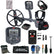 A metal detector kit laid out on a white background, including a gray and black Minelab Ultra metal detector with coil, handheld controller, headphones, battery, charger, accessories, gloves, shovel, and carrying bag. The Minelab brand is visible on multiple items.