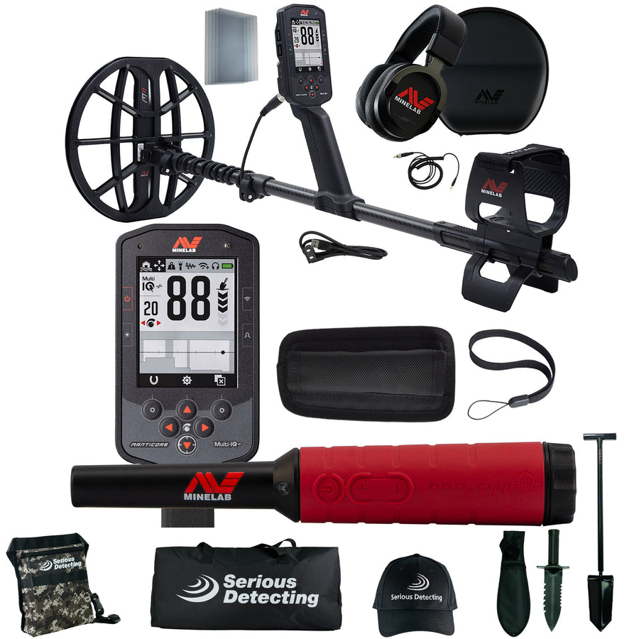 MINELAB Manticore High Power Metal Detector with Pro-Find 40 and Serious Detecting Accessory kit