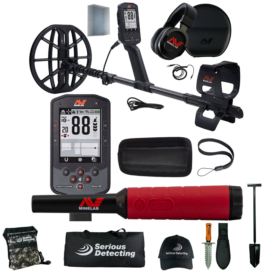 MINELAB Manticore High Power Metal Detector with Pro-Find 40 and Serious Detecting Kit