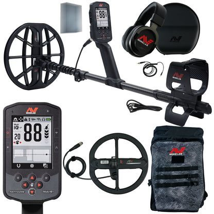 Minelab Manticore High Power Metal Detector with M9 coil, carbon-fiber shaft, wireless headphones, and backpack bundle