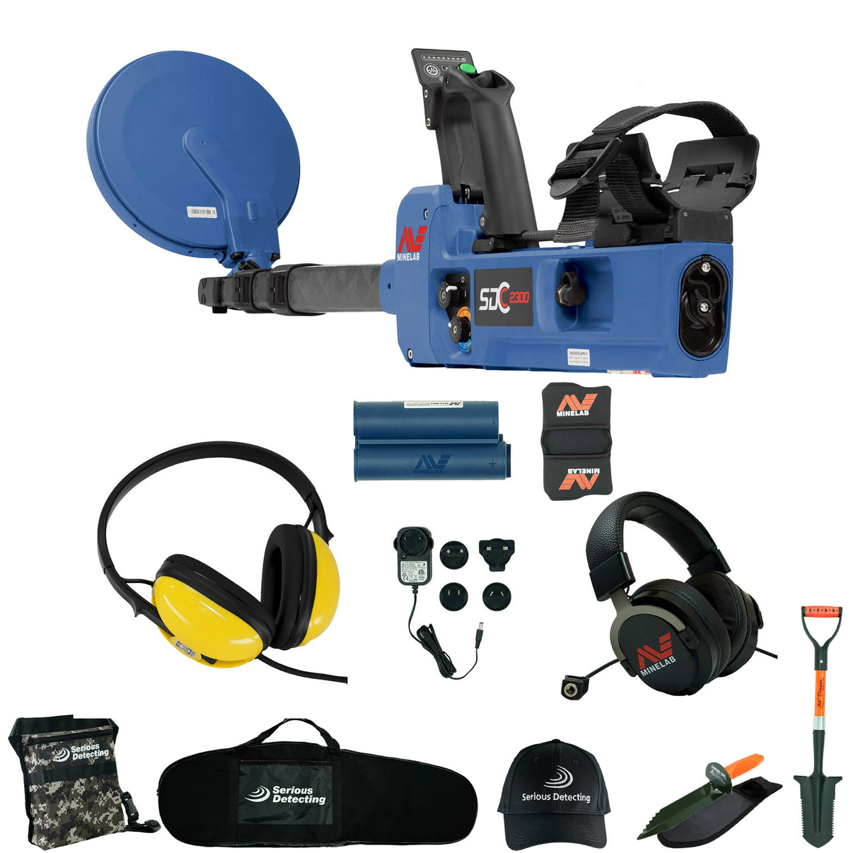 Minelab SDC 2300 All Terrain Gold Metal Detector with SDC Waterproof Headphones includes Serious Detecting Accessory Kit