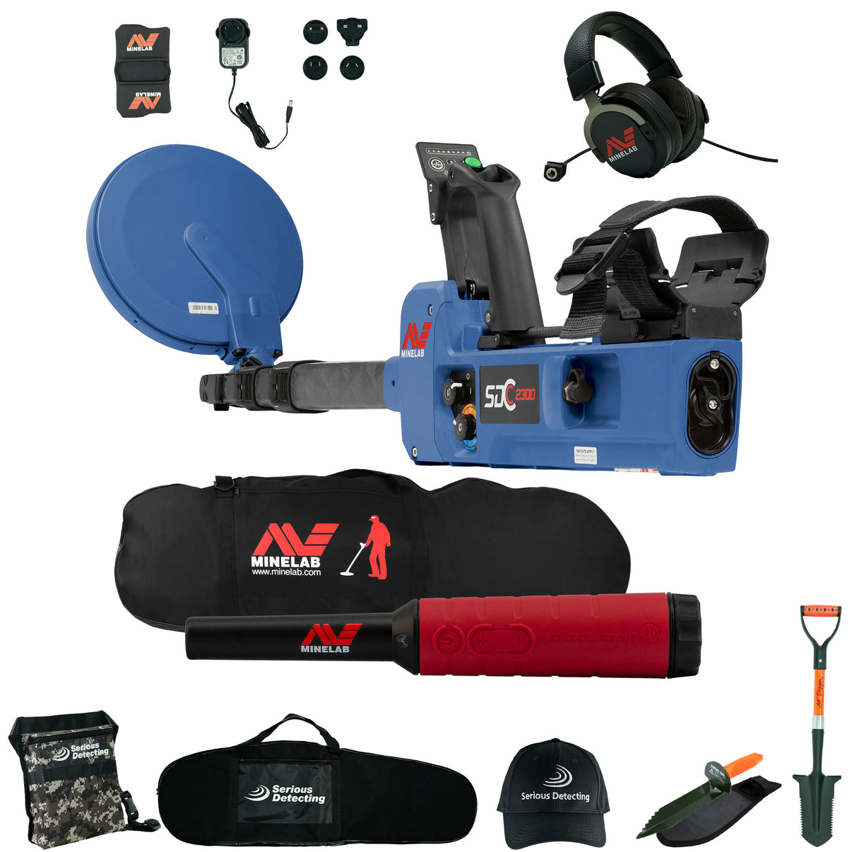 Minelab SDC 2300 All Terrain Gold Metal Detector with Pro-Find 40 and Carry Bag includes Serious Detecting Accessory Kit