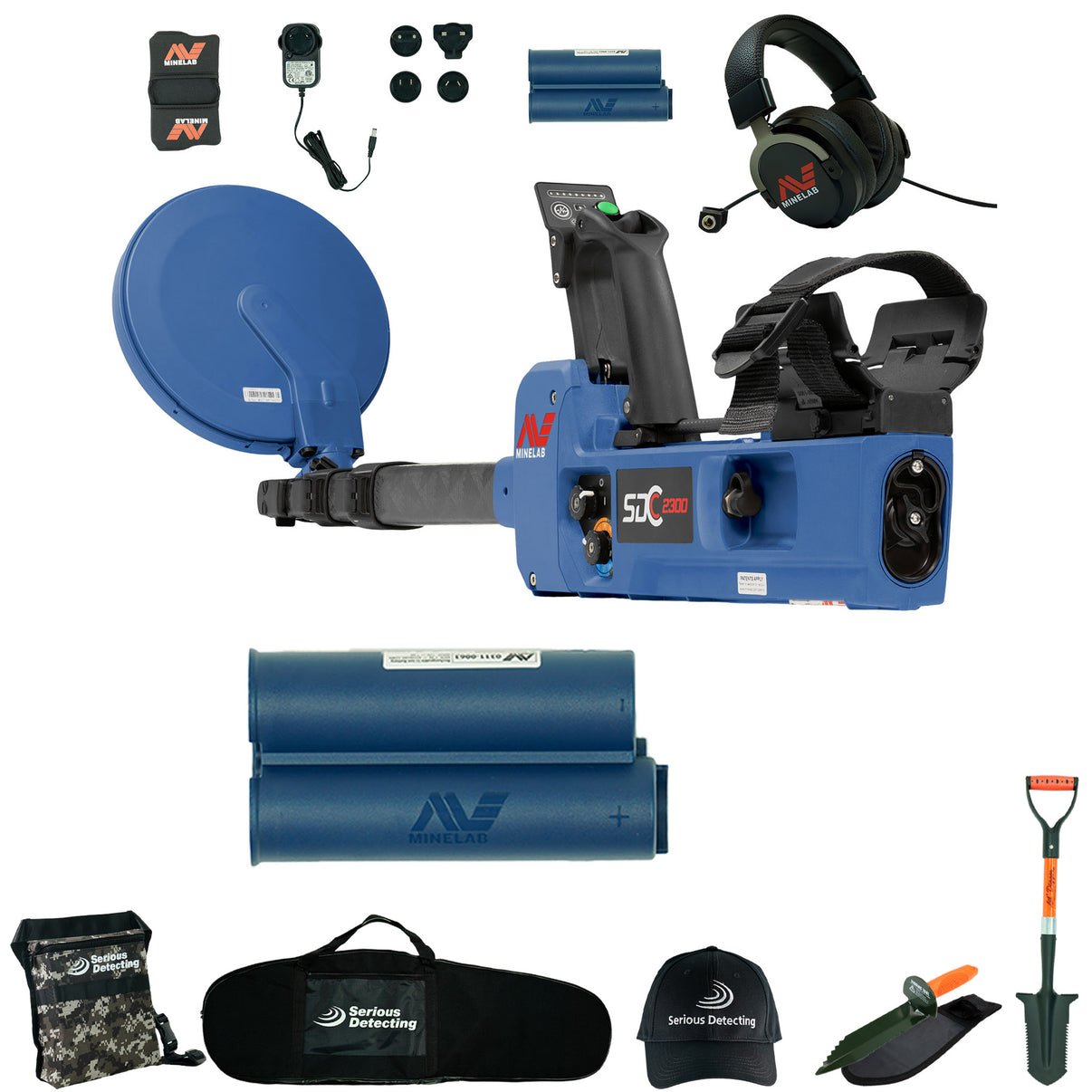 Minelab SDC 2300 All Terrain Gold Metal Detector with Rechargeable Battery Pack includes Serious Detecting Accessory Kit