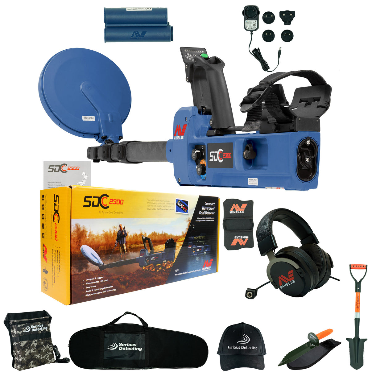 Minelab SDC 2300 All Terrain Gold Metal Detector includes Serious Detecting Accessory Kit