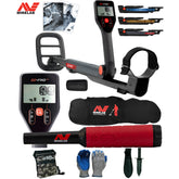 Minelab GO-FIND 22 Metal Detector with Pro-Find 40, Carry Bag, and Serious Detecting accessory kit with pouch, gloves, and digging knife

