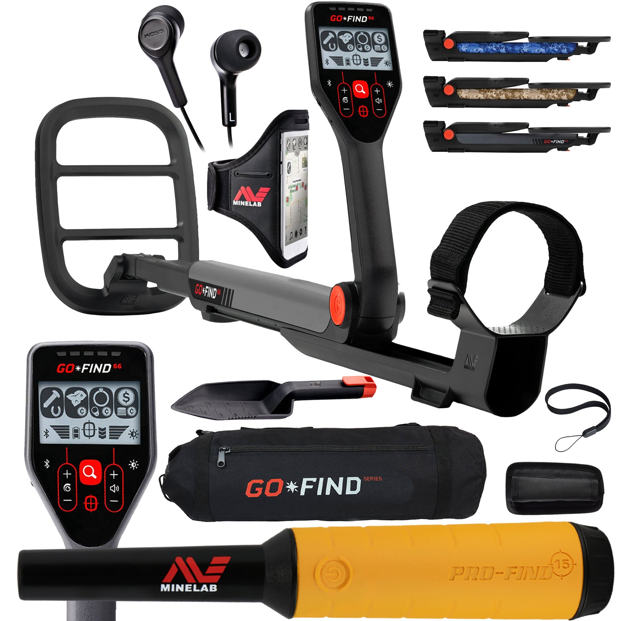 Minelab GO-FIND 66 Metal Detector with PRO-FIND 15 Pinpointer & Black Carry Bag