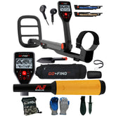 Minelab GO-FIND 66 Metal Detector Bundle with Pinpointer and Serious Detecting accessory kit with pouch, gloves, and digging knife
