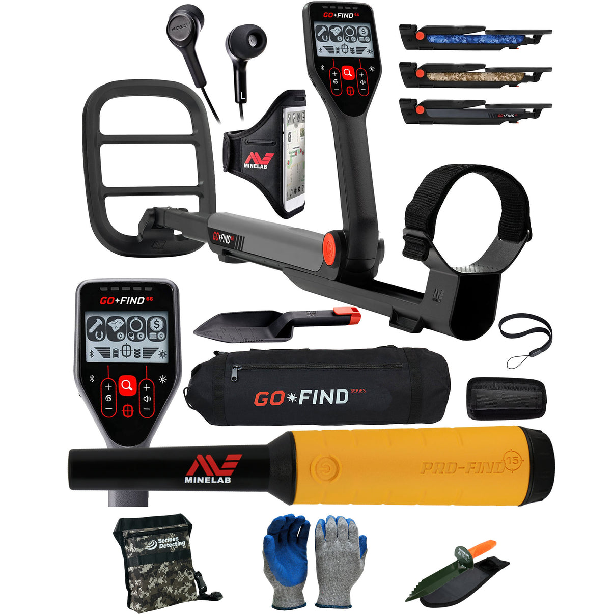 Minelab GO-FIND 66 Metal Detector with PRO-FIND 15 Pinpointer & Black Carry Bag includes Serious Detecting Accessory Kit