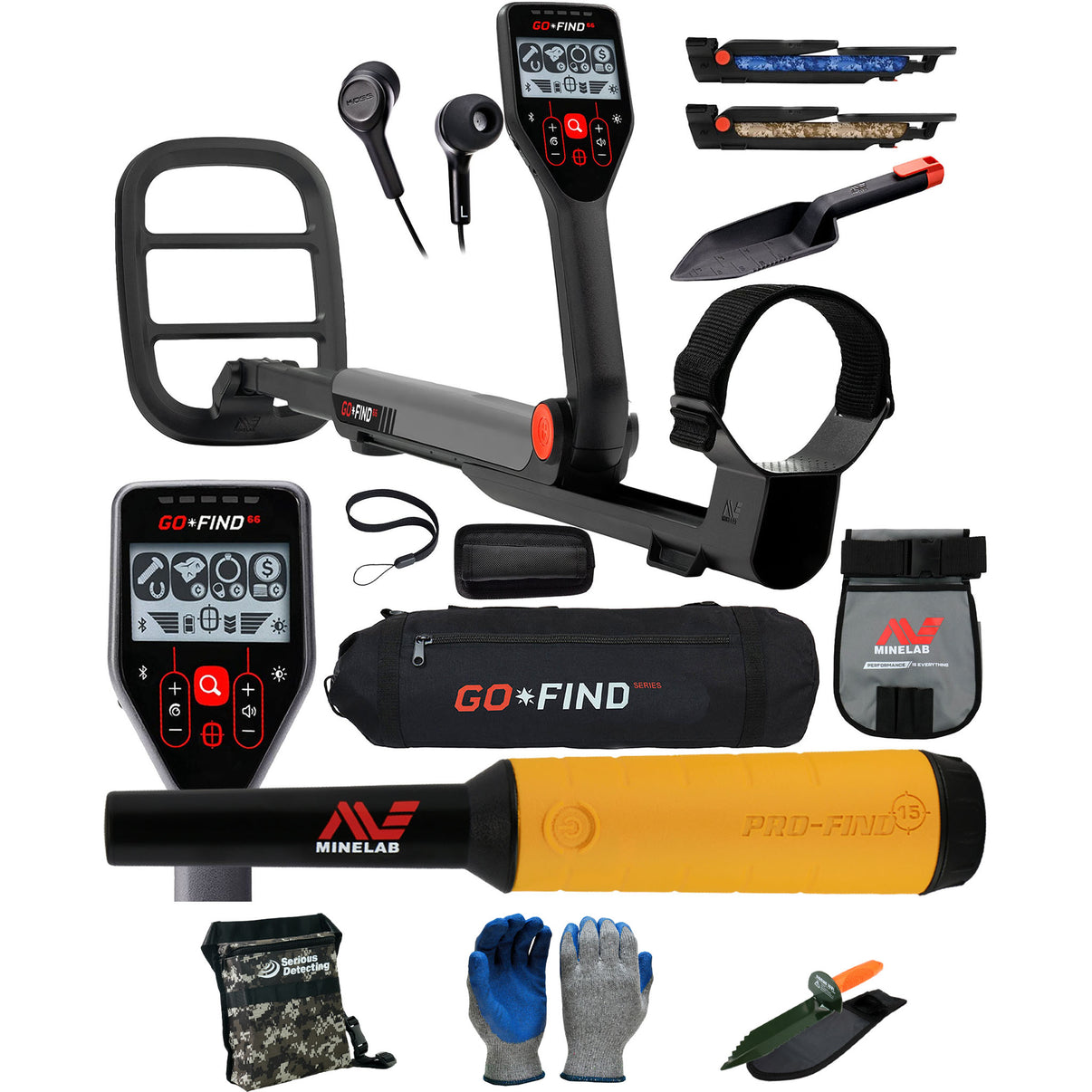 Minelab GO-FIND 66 Metal Detector with PRO FIND 15, Black Carry Bag, Finds Pouch