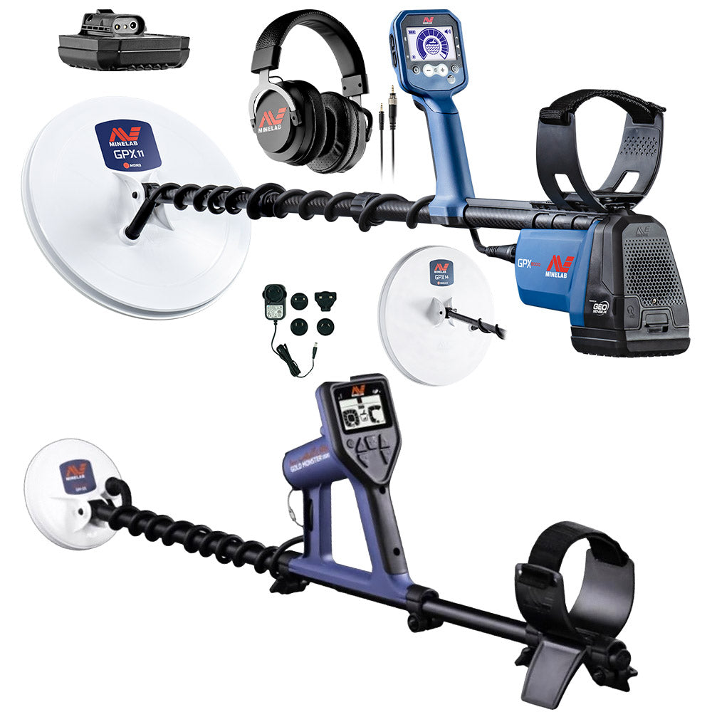 Minelab GPX 6000 kit with 11 in Monoloop and 14 in DD coils, ML 100 headphones, battery and charger