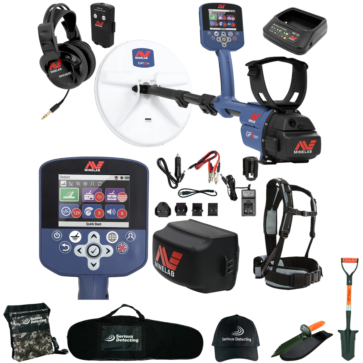 Minelab GPZ 7000 Gold Detector Bundle, Extra Li-ion Rechargeable Battery includes Serious Detecting Accessory Kit