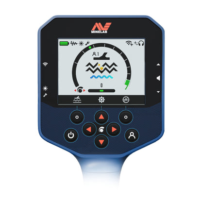 Minelab GPZ 8000 control pod showing the full-color LCD ground signal display and keypad
