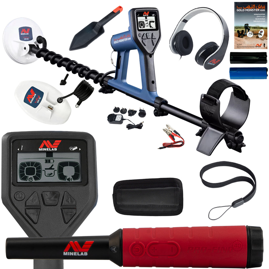 Minelab GOLD MONSTER 1000 Metal Detector with  Pro-Find 40 includes Serious Detecting Accessory Kit