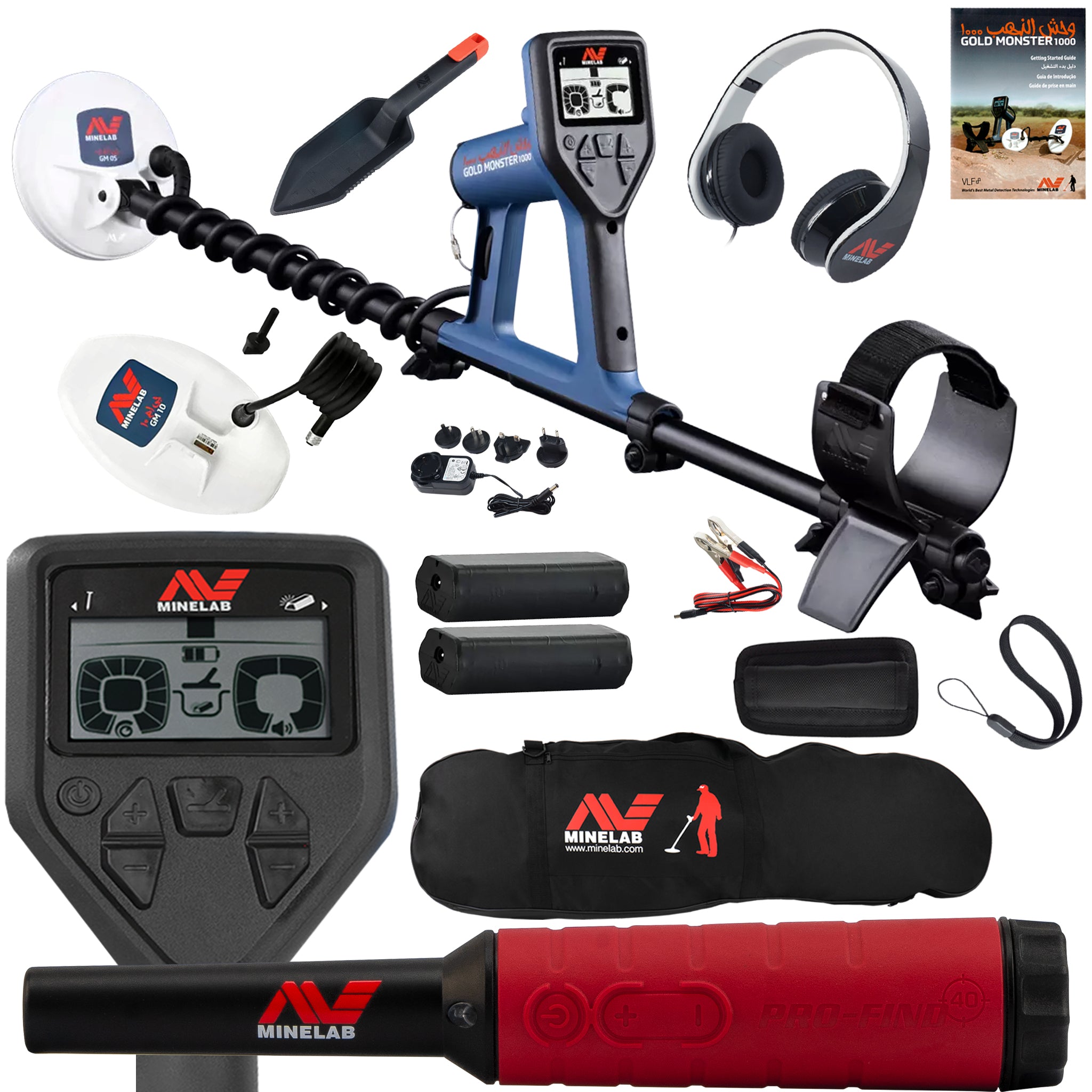 Minelab GOLD MONSTER 1000 Metal Detector with Carry Bag and Pro-Find 40