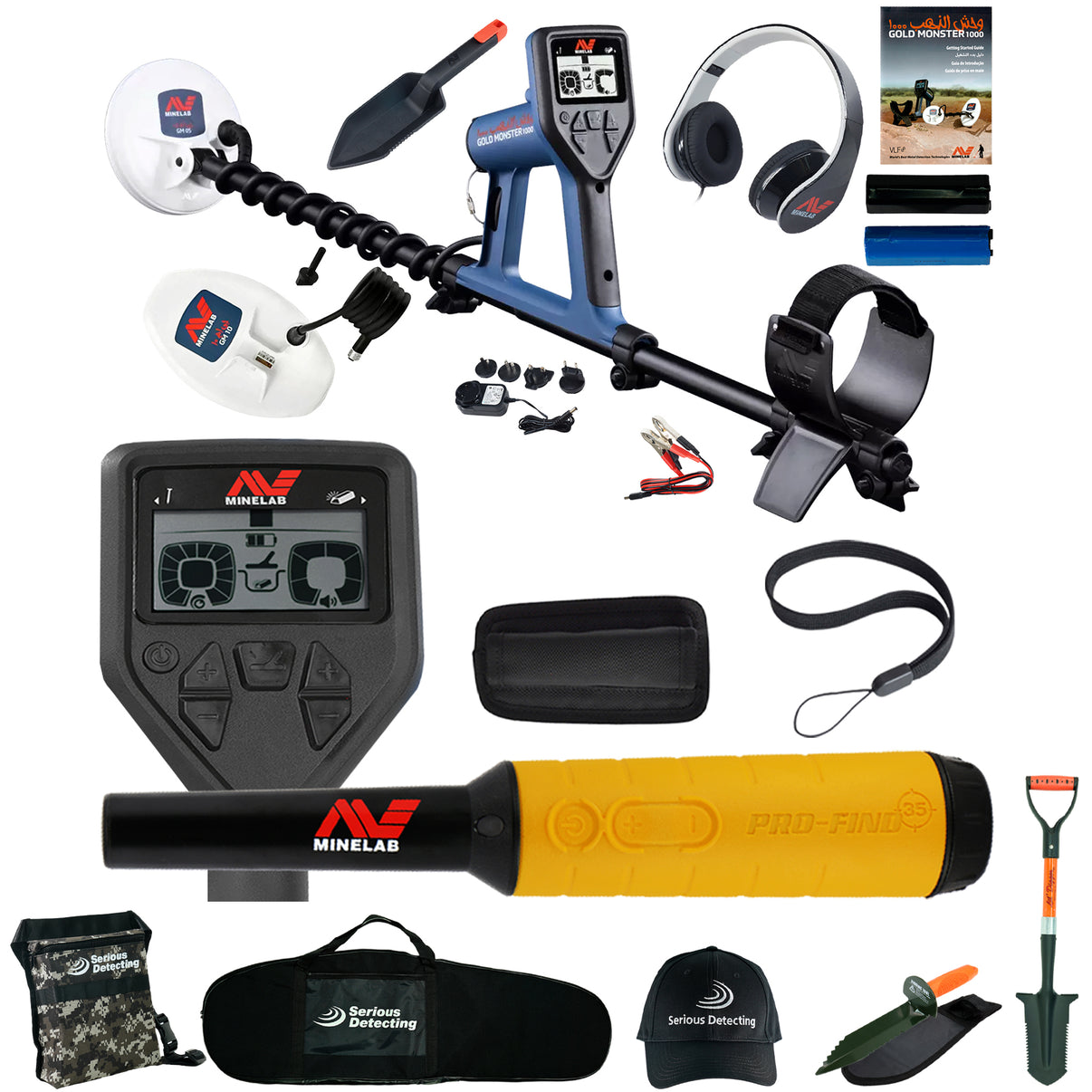 Minelab Gold Monster Metal Detector with Pro-Find 35 Pinpointer includes Serious Detecting Accessory Kit