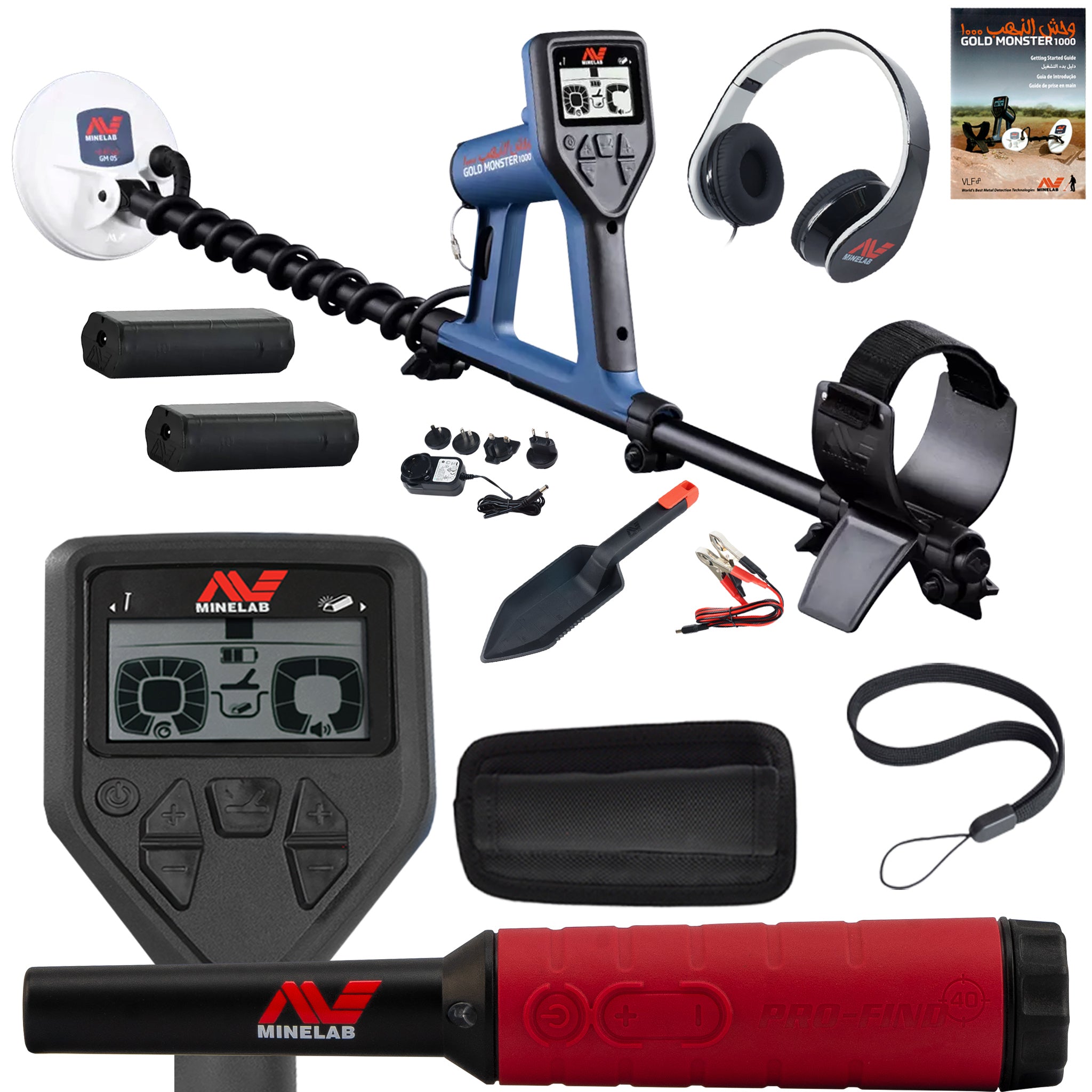 Minelab GOLD MONSTER 1000 Metal Detector with 5" Coil and Pro-Find 40 Pinpointer