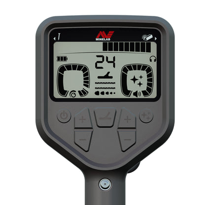 Minelab Gold Monster 2000 control pod display showing Target ID 24 and the Gold Chance Indicator