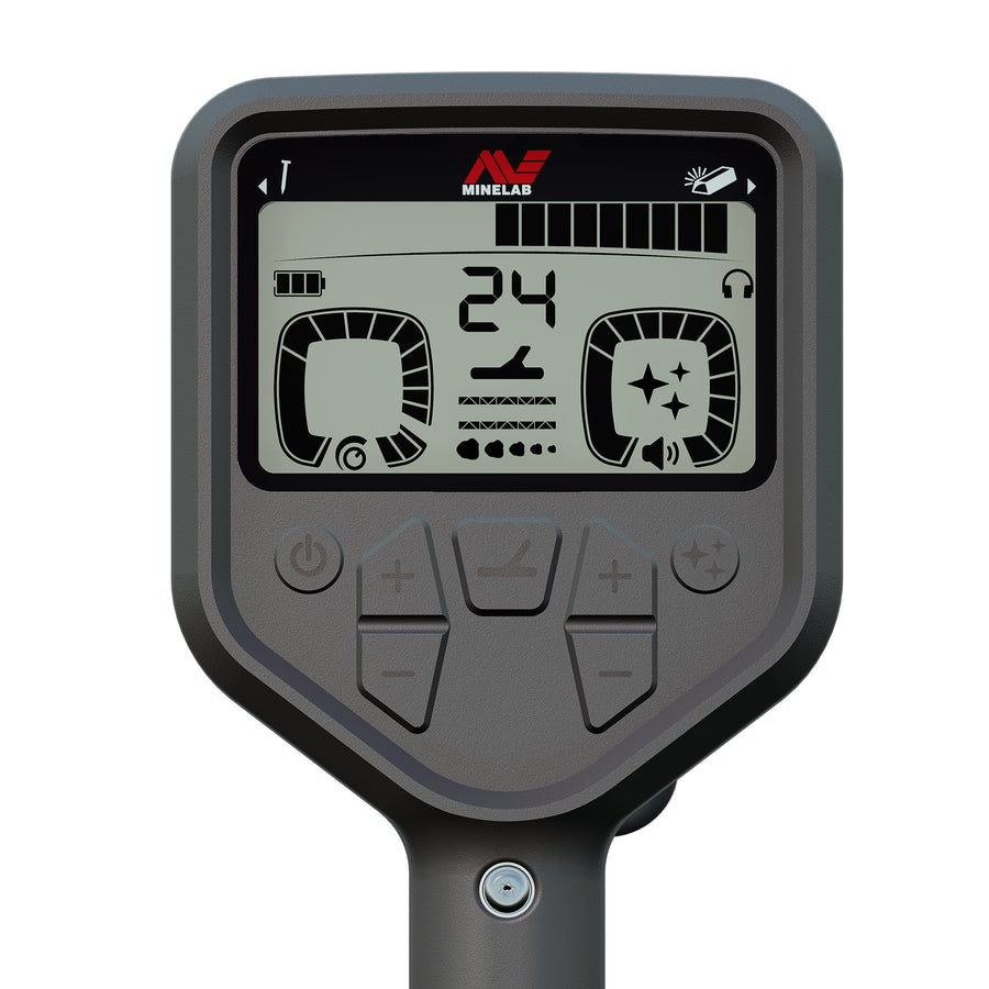 Minelab Gold Monster 2000 control pod display showing Target ID 24 and the Gold Chance Indicator